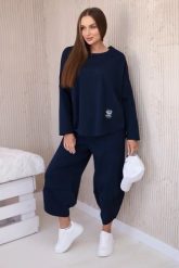 Komplet new punto bluza + spodnie granatowy. Niebieskie bluzy KESI, l, bez wzorów, z bawełny, bez kaptura. Za 347.13 zł.
