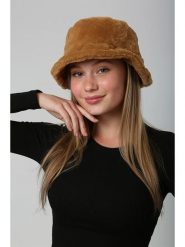 Lucky Bees Kapelusz w kolorze jasnobrązowym rozmiar: onesize. Brązowe kapelusze Lucky Bees, bez wzorów, z futra. Za 100.52 zł.