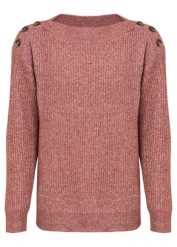 Sweter oversize z guzikami. Niebieskie swetry bonprix, bez wzorów, bez ramiączek. Za 117.99 zł.