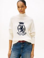 Tommy Hilfiger Wełniany sweter Kobiety Bawełna biały, XS. Białe swetry Tommy Hilfiger, xs, bez wzorów, z bawełny, eleganckie, bez ramiączek. Za 549.95 zł.