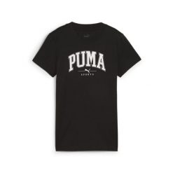 Damska koszulka z nadrukiem PUMA SQUAD PUMA Black. Czarne t-shirty sportowe Puma, s, bez wzorów, bez ramiączek, na jogę i pilates. Za 67.99 zł.