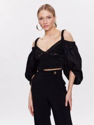 Pinko Bluzka 101165 A0TS Czarny Regular Fit. Czarne bluzki Pinko, m, bez wzorów, z bawełny, bez kołnierzyka, bez ramiączek. Za 1,669.00 zł.