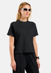 Koszulka z krótkim rękawem damska Odlo CUBIC T-shirt crew neck s/s. Czarne t-shirty sportowe ODLO, s, bez wzorów, z dzianiny, bez ramiączek, na fitness i siłownię. Za 249.99 zł.