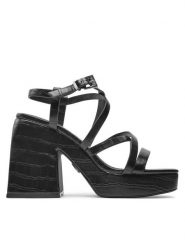 Buffalo Sandały Sydney Miss 1291578 Czarny. Czarne sandały Buffalo, bez wzorów, ze skóry, bez obcasa, na słupku, bez zapięcia. Za 429.99 zł.