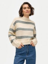 Vero Moda Golf Dazzle 10310850 Beżowy Loose Fit. Brązowe swetry Vero Moda, s, bez wzorów, z syntetyku, bez ramiączek. Za 79.99 zł.