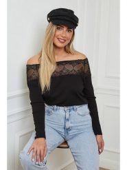 Plus Size Company Bluzka "Hurel" w kolorze czarnym rozmiar: 46. Czarne bluzki Plus Size Company, plus size, bez wzorów, z koronki, klasyczne, bez kołnierzyka, plus size, bez ramiączek. Za 97.28 zł.