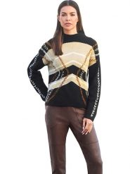 Heine Sweter w kolorze czarno-beżowym rozmiar: 46. Brązowe swetry Heine, bez wzorów, z wełny, bez ramiączek. Za 70.41 zł.
