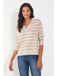 Milan Kiss Sweter w kolorze kremowo-jasnoróżowym rozmiar: XL. Brązowe swetry Milan Kiss, xl, bez wzorów, bez ramiączek. Za 114.17 zł.