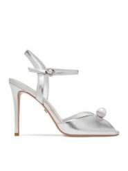 GINO ROSSI Sandały CEO-ROSE-LT2091-W Srebrny. Szare sandały Gino Rossi, bez wzorów, ze skóry, bez obcasa, na szpilce, bez zapięcia. Za 399.99 zł.