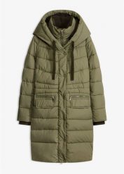 Hydrofobowy płaszcz pikowany z kamizelką. Zielone płaszcze bonprix, bez wzorów, bez kaptura. Za 379.99 zł.