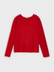 Sweter z zamkiem z tyłu - czerwony. Czerwone swetry Sinsay, l, bez wzorów, bez ramiączek. Za 49.99 zł.