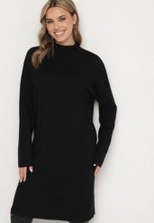Czarna Sweterkowa Sukienka Półgolf z Bawełną i Wełną Pilara. Czarne sukienki Born2be, m, bez wzorów, z bawełny, eleganckie, bez kołnierzyka, bez ramiączek, midi, ołówkowe. W wyprzedaży za 67.99 zł.