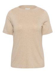 KAFFE curve Sweter w kolorze beżowym rozmiar: L. Brązowe swetry KAFFE curve, l, bez wzorów, z wiskozy, klasyczne, bez ramiączek. Za 137.95 zł.