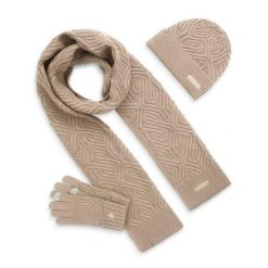 Zestaw czapka, szalik i rękawiczki Fitness Siroko Triad Sand Brown. Brązowe szaliki i kominy SIROKO, bez wzorów, z materiału. Za 106.00 zł.