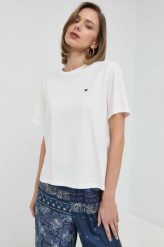 Weekend Max Mara t-shirt bawełniany kolor biały. Białe t-shirty Weekend Max Mara, z aplikacjami, z bawełny, bez kołnierzyka, bez ramiączek. Za 389.99 zł.