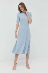 Max Mara Leisure sukienka kolor niebieski maxi rozkloszowana. Niebieskie sukienki Max Mara Leisure, l, bez wzorów, z dzianiny, bez kołnierzyka, bez ramiączek, maxi, rozkloszowane. Za 1,059.90 zł.