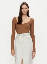 Brave Soul Bluzka LLT-624SARAH Brązowy Slim Fit. Brązowe bluzki Brave Soul, xs, bez wzorów, z bawełny, bez kołnierzyka, bez ramiączek. Za 29.99 zł.