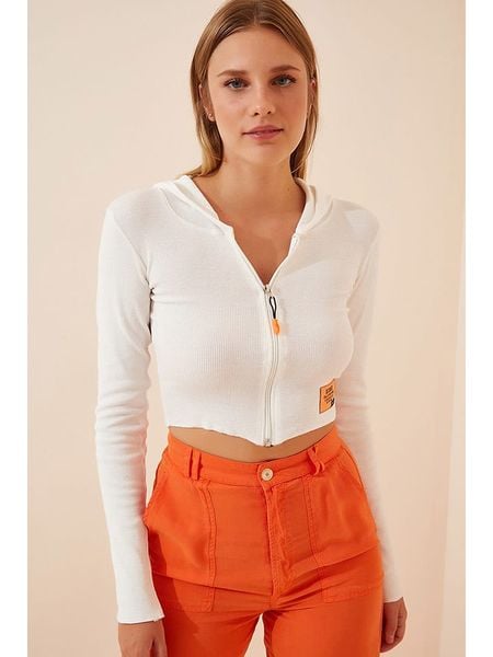 Happiness Istanbul Kardigan w kolorze białym rozmiar: 38. Białe swetry Happiness Istanbul, z aplikacjami, bez ramiączek. Za 70.41 zł.