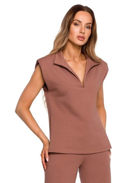 Made of emotion Bluzka w kolorze brązowym rozmiar: M. Brązowe bluzki Made Of Emotion, m, bez wzorów, bez kołnierzyka, bez ramiączek. Za 65.54 zł.