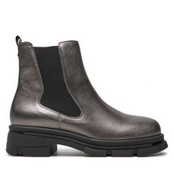 Botki Caprice. Szare botki Caprice, bez wzorów, bez obcasa, na płaskiej podeszwie, bez zapięcia. Za 399.99 zł.