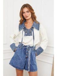 Joséfine Sweter "Calvi" w kolorze kremowo-niebieskim rozmiar: M. Brązowe swetry Joséfine, m, bez wzorów, bez ramiączek. Za 271.03 zł.