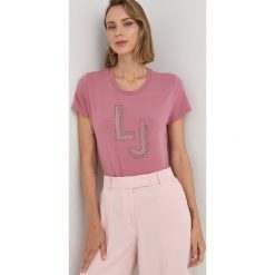 Liu Jo t-shirt damski kolor różowy. Czerwone t-shirty Liu Jo, z aplikacjami, bez kołnierzyka, bez ramiączek. Za 339.99 zł.