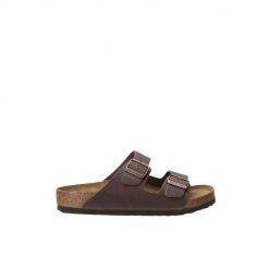 Klapki turystyczne uniseks Birkenstock Arizona 53 Habana. Brązowe klapki Birkenstock, bez wzorów, sportowe, bez obcasa, bez zapięcia. Za 399.00 zł.