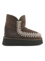 Mou Skórzane botki zimowe w kolorze brązowym rozmiar: 40. Brązowe botki Mou, bez wzorów, ze skóry, bez obcasa, na platformie, bez zapięcia. Za 643.99 zł.