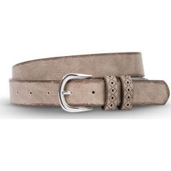 Pasek ze szlufkami zdobionymi wycinanym laserowo wzorem bonprix brunatny. Brązowe paski marki bonprix, w paski. Za 22.99 zł.
