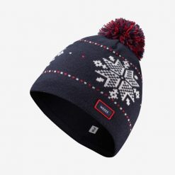 Czapka narciarska dla dorosłych Wedze Jacquard. Niebieskie czapki zimowe WED'ZE, bez wzorów, z elastanu, sportowe. Za 49.99 zł.