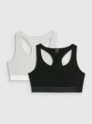 4F Biustonosz bawełniany z niskim wsparciem (2-pack) damski - multikolor XS. Biustonosze sportowe 4f, bez wzorów, z bawełny. W wyprzedaży za 59.99 zł.
