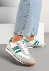 Biało-Szare Sneakersy Klasyczne Tenisówki ze Skórzaną Wkładką i Zamszem Naturalnym Tilritia. Białe trampki Born2be, bez wzorów, z jeansu, klasyczne, bez zapięcia. Za 229.99 zł.