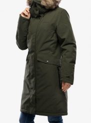 Płaszcz ocieplany damski Didriksons Erika Parka 3. Zielone kurtki przeciwdeszczowe Didriksons, m, bez wzorów, z syntetyku, bez kaptura, trekkingowe. Za 862.39 zł.