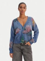 Desigual Kardigan 26SWJF19 Niebieski Regular Fit. Niebieskie swetry Desigual, xs, bez wzorów, z bawełny, bez ramiączek. Za 489.99 zł.