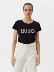 Liu Jo Beachwear T-Shirt VA5154 JS003 Czarny Regular Fit. Czarne t-shirty Liu Jo Beachwear, m, bez wzorów, z bawełny, bez kołnierzyka, bez ramiączek. Za 149.99 zł.