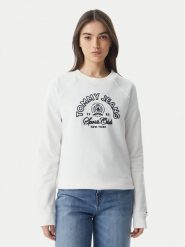 Tommy Jeans Bluza Heritage Logo DW0DW22821 Biały Regular Fit. Białe bluzy Tommy Jeans, xs, bez wzorów, z bawełny, bez ramiączek, bez kaptura. Za 489.99 zł.