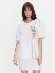 Silvian Heach T-Shirt GPP23037FE Biały Relaxed Fit. Białe t-shirty Silvian Heach, s, bez wzorów, z bawełny, bez kołnierzyka, bez ramiączek. Za 179.99 zł.