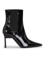 Calvin Klein Botki Geo Stiletto Chelsea Boot 90-Pat HW0HW01809 Czarny. Czarne botki Calvin Klein, bez wzorów, ze skóry, bez obcasa, na szpilce, bez zapięcia. Za 579.99 zł.