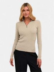 Kaffe Sweter Ellie 10508348 Beżowy Slim Fit. Brązowe swetry Kaffe, xl, bez wzorów, z wiskozy, bez ramiączek. Za 169.99 zł.