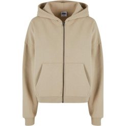 Damska bluza z kapturem zapinana na zamek Urban Classics. Brązowe bluzy Urban Classics, bez wzorów, casualowe, bez ramiączek, z kapturem. Za 267.50 zł.