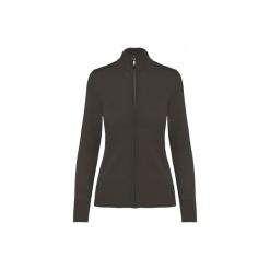 Damski kardigan zapinany na zamek Kariban. Szare swetry KARIBAN, bez wzorów, eleganckie, bez ramiączek. Za 213.50 zł.