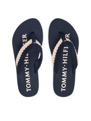 Tommy Hilfiger Japonki Crochet Summer FW0FW09417 Granatowy. Niebieskie japonki Tommy Hilfiger, bez wzorów, z materiału. Za 169.99 zł.
