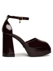 DeeZee Półbuty LW85478-6 Bordowy. Czerwone półbuty wsuwane DeeZee, bez wzorów, ze skóry, bez obcasa, na obcasie. Za 169.99 zł.