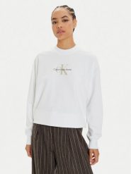 Calvin Klein Jeans Bluza Monologo J20J224177 Biały Regular Fit. Białe bluzy Calvin Klein Jeans, xl, bez wzorów, z bawełny, bez kaptura. Za 249.99 zł.