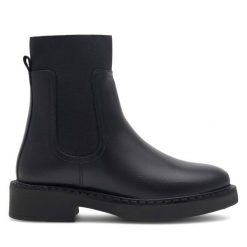 Botki Lasocki. Czarne botki Lasocki, bez wzorów, bez obcasa, na płaskiej podeszwie, bez zapięcia. Za 149.99 zł.