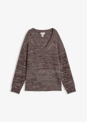 Sweter z miękkiej mieszanki wiskozy. Brązowe swetry bonprix, bez wzorów, z dzianiny, bez ramiączek. Za 159.99 zł.