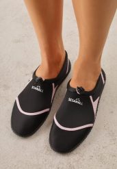 Czarno-Różowe Wsuwane Buty Sportowe do Wody z Elastyczną Cholewką Vetilore. Czarne buty sportowe lifestyle Renee, na lato, bez wzorów, sportowe, bez zapięcia. Za 49.99 zł.