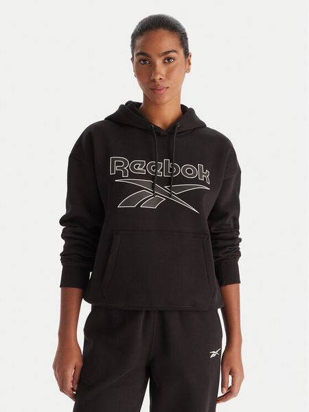 Reebok Bluza Cali RK25174CCW Czarny Regular Fit. Czarne bluzy Reebok, l, bez wzorów, z bawełny, bez ramiączek, bez kaptura. Za 109.99 zł.