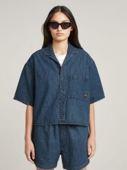 G-Star Koszula dżinsowa w kolorze granatowym rozmiar: XL. Niebieskie koszule G-Star, xl, bez wzorów, z bawełny, retro, bez kołnierzyka, bez ramiączek. Za 165.99 zł.