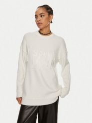 Patrizia Pepe Sweter 8K0238 K207-W146 Biały Regular Fit. Białe swetry Patrizia Pepe, bez wzorów, z wiskozy, bez ramiączek. Za 559.99 zł.
